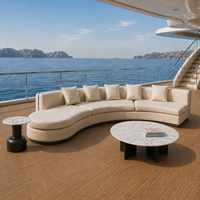 Canapé modulaire extérieur en aluminium de luxe moderne, résistant aux intempéries, courbe personnalisée, 5 places, pour pont de yacht, hôtel, terrasse