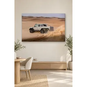 Impression sur toile Fida Mercedes G 6x6 agitant la poussière sur les dunes du désert - Product Image 2