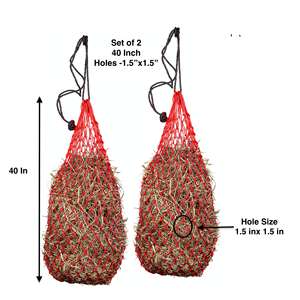 Grand sac à foin pour chevaux avec 15 anneaux, mangeoire lente, filet pour chevaux, sac à foin en filet, filet résistant pour chevaux - Product Image 2