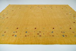 Alfombra Gabbeh de Lana Amarilla Mostaza Anudada a Mano 5x8, Decoración Rústica para el Hogar, Alfombra de Área para Piso, Diseño Acogedor para el Hogar - Product Image 4