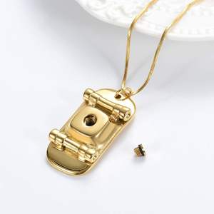 Urna de cremación de acero inoxidable dorado, joyería para cenizas, gorra de béisbol, collar de urna para cenizas de seres queridos, regalo para mujeres y hombres, tamaño personalizado - Product Image 5