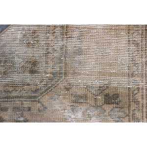 2.5x1.5 ft Round Vintage Rug, Turkish Rug, <b>Brown</b> Gray Floral <b>Wool</b> Rug - Product Image 5