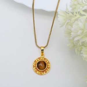 Nuevo Colgante Redondo de Latón Chapado en Oro de 18k con Ojo de Tigre, Colgante Espiritual de Protección, Estilo Tribal Boho, Venta al por Mayor para Mujeres - Product Image 4