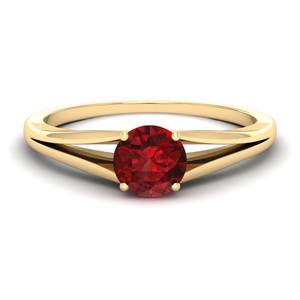 Bague en grenat rond sur mesure REYES de 0,84 carat en or massif 14 carats, certifiée IGI, bagues de fiançailles en diamant pour femmes, bijoux fins - Product Image 1