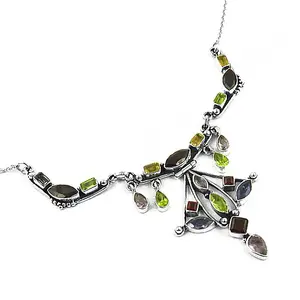 Women's 925 Silver Gemstone <b>Necklace</b> Statement Jewelry-<b>Fine</b> Beaded <b>Necklaces</b> - Product Image 1