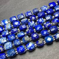 Pierre Lapis Lazuli bleue naturelle à facettes en forme de cube perles de pierres précieuses en vrac 6mm 8mm 10mm perles de cristal de guérison pour la fabrication de bijoux