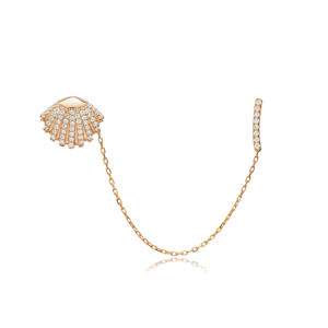 CZ SeaShell Stud boucle d'oreille unique à la mode à la main turc en gros délicat 925 bijoux fins en argent Sterling - Product Image 4