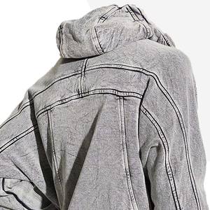 Acid Wash Front Logo Hoodie para hombres Regular Fit Fleece 100% algodón Pullover Transpirable Secado rápido - Product Image 6