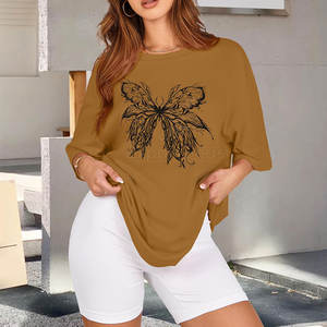 Camiseta de gran tamaño de tela suave Trajes de moda diaria Camiseta de gran tamaño de manga corta para un estilo fresco y relajado - Product Image 4