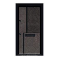 Porte Extérieure Moderne en Acier et Bois de Sécurité, Design Géométrique Premium, Prévention Incendie, Couleur Personnalisée, pour Sous-sol