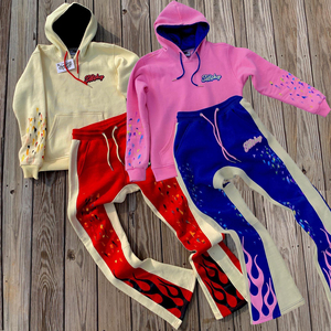 Chándal OEM de lavado ácido para hombre, ropa de calle vintage, con parche bordado pantalones acampanados, cremallera de gran tamaño, compatible con invierno - Product Image 4