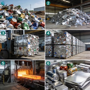 Déchets de canettes en aluminium UBC, aluminium recyclé de haute qualité, canettes de boissons usagées en balles compressées pour applications de refusion - Product Image 6