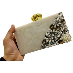 Bolso de Mano de Metal Estilo Mosaico Indio Bohemio para Mujer, Bolso de Noche de Lujo Hecho a Mano, Bolso de Mensajero para Boda, Cadenas al por Mayor - Product Image 6