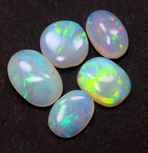 โอปอลออสเตรเลียธรรมชาติทรงคาโบชองเรียบ 5 ชิ้น รูปทรงวงรี ขนาดตั้งแต่ 14x10 ถึง 11x8 มม. คุณภาพสูงสำหรับทำเครื่องประดับ - Product Image 3