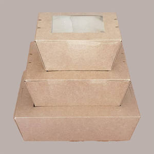 50 fiambreras desechables de papel marrón medio para llevar comida amigable 175x140H65 con ventana - Product Image 3