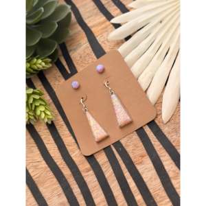 Navajo Opal & Emerald Quartz Dangle and <b>Stud</b> Earring Set 18K Gold Plated Vintage Style with Sterling <b>Silver</b> Gold Main Material - Product Image 2