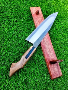 มีดเชฟเหล็กกล้าคาร์บอน ดีไซน์สวยงาม ทำด้วยมือ ด้ามไม้ ปลอกหนัง ปรับแต่งได้ รับผลิตแบบ OEM สำหรับงาน DIY และอุตสาหกรรม - Product Image 2
