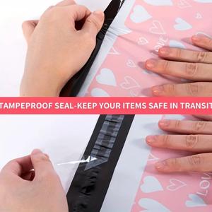 Paquete de 100 Bolsas de Poliéster para Envíos con Mensaje de Agradecimiento, 25x33cm, Autoadhesivas, Resistentes al Agua y a Desgarros, Duraderas, 2.3M, Rosadas con Corazón Blanco - Product Image 4