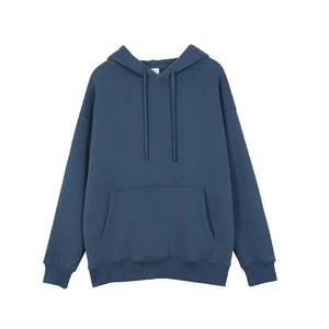 Women's Oversized Hoodie Solid Color Fleece Cotton Sweatshirt With Pockets Regular Length Autumn Wear - Product Image 1