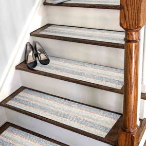 Alfombra para Escaleras, Diseño Kilim en Tonos Suaves, Alfombra Moderna Estampada a Rayas - Product Image 2