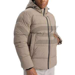 Veste matelassée imperméable de haute qualité pour hommes, col montant, fermeture à glissière, respirant, coupe-vent, motif solide, grande taille pour l'extérieur - Product Image 6