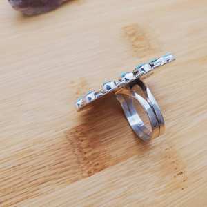 Bague en argent sterling 925 faite à la main avec turquoise en grappe, pour femme, fabriquée aux États-Unis, taille ovale, sertie à la main, tendance pour mariage et fête - Product Image 6