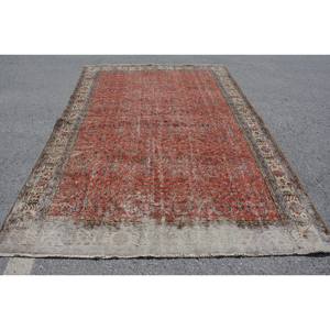 Tapis turc vintage de grande surface classique rouge beige 6.7x10,1 pieds style kilim patchwork 10mm laine latex pour décoration de couloir chambre - Product Image 1