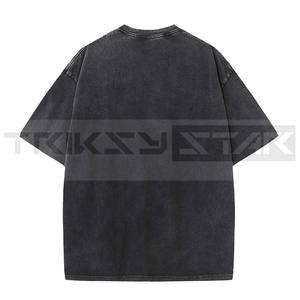 Personnalisé 100% Coton Ringer T-shirts Tricoté Top Tee pour Hommes Femmes Unisexe Hip Hop Streetwear Surdimensionné Lavé Style pour l'été - Product Image 2