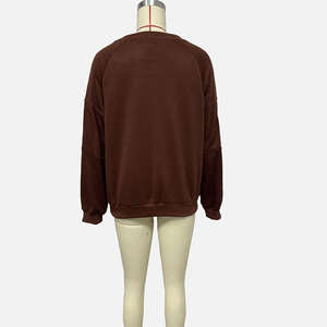 OEM ODM personalizado de alta calidad 100% algodón de manga larga de las mujeres de gran tamaño Sudadera de cuello redondo Otoño Invierno Streetwear diseño frontal - Product Image 3