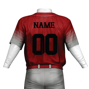 Uniforme de béisbol personalizado gris rojo para hombre, conjunto de pantalones de Jersey, ropa de equipo de tela duradera transpirable, ropa de entrenamiento deportivo - Product Image 3