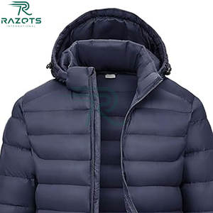 Fabricant personnalisé hommes chaud hiver brillant matelassé doudoune coupe-vent rembourré épais noir à capuche bulle rembourré veste - Product Image 2