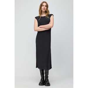 Midi Dress with <b>Shoulder</b> <b>Pads</b> and Side Slits - Product Image 1