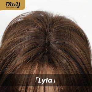 Perruque Lyla-DWY MiraScalp de 16 pouces, mi-longue, lisse, brune, dégradée, avec dentelle transparente, longueur étirée de 24 pouces, longue et bouclée pour femmes - Product Image 2