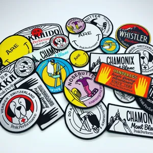 Étiquettes de Patch tissées en damassé, haute densité, pour vêtements, broderie, Logo, de bonne qualité - Product Image 1