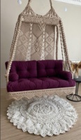 Hamac en coton macramé style bohème double balançoire pour intérieur et extérieur tissé à la main pour adultes