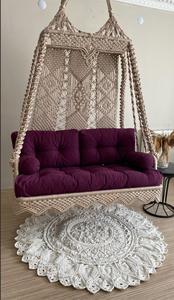 Hamaca con cordón de algodón macramé, columpio doble estilo bohemio para uso en interiores y exteriores, tejido a mano para adultos - Product Image 5