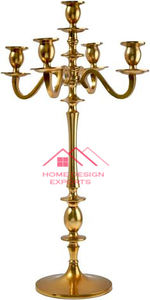 Bodas Fiesta Centros de mesa Soporte Hogar Hotel Decoración 5 Brazos Candelabros de cristal dorado Candelabros de metal Portavelas - Product Image 5