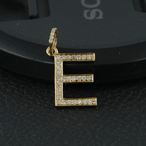 Colgante de oro amarillo de 14 quilates con inicial de diamante, joyería hecha a mano, con alfabeto, venta al por mayor, nuevo diseño - Product Image 1