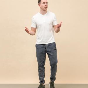 Jeans de Mezclilla de Estilo Americano de Alta Calidad, Lavado Medio, Costuras Elásticas, Cintura Baja con Cordón, para Hombre, Otoño, Nuevo, Corte Recto Holgado - Product Image 5