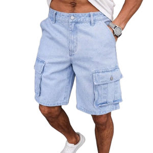 Pantalones vaqueros azules claros de verano para hombre, pantalones cortos de cintura media con botones y cierre de cremallera, cuatro bolsillos, moda informal para adultos jóvenes para hombre - Product Image 1