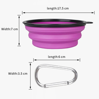 Mangkuk Hewan Peliharaan Lipat 2-in-1 Silikon & Plastik Ramah Lingkungan, Laris Manis, Dapat Disesuaikan, untuk Makanan & Air Kucing Anjing, Kapasitas 1000ml
