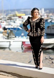 DERNIÈRE & MAGNIFIQUE DESIGN BRODERIE SUR ROBE JACKET-KARAKOU NOIRE AVEC PERLES DE VERRE EN CRISTAL, PERLES, DABKA WORK @ 2024 - Product Image 2