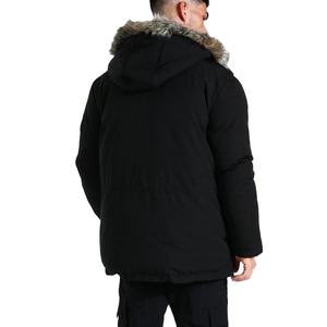 Parka d'hiver à capuche en toile enduite formelle pour homme, veste matelassée avec fermeture éclair, imperméable, OEM, approvisionnement en vrac personnalisé, devant - Product Image 2