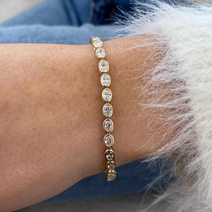 Pulsera de Lujo con Diamante Cultivado en Laboratorio con Corte Ovalado y Certificado IGI, Engastado en Oro Sólido de 14k, Joyería Fina de Moda para Mujer, Regalo - Product Image 1