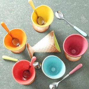 Tùy chỉnh chất lượng cao cổ điển hình sứ Waffle nón món ăn phục vụ ly trang trí gốm ngọt ngào Kem món tráng miệng bát - Product Image 6