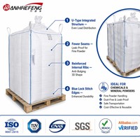Sac vrac FIBC anti-épanouissement à panneau en U avec nervures renforcées, bordure à point de couture bleue, boucles de levage à 4 points, étanche pour poudre fine