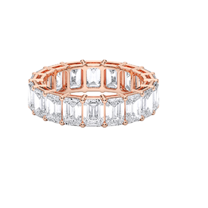Anillo de banda de eternidad de corte esmeralda de diamante cultivado en laboratorio de 7,00 quilates, Plata de Ley 925, sólido, Unisex, de moda - Product Image 3