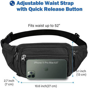 กระเป๋าคาดเอวกระเป๋าคาดเอวผ้าใบพร้อมซิปสำหรับผู้ชายผู้หญิงและเด็ก - Product Image 4