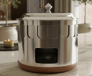 Casserole de qualité supérieure, finition dorée moderne, écologique, réchauffeur de nourriture, métal, collection du Moyen-Orient, utilisation du Ramadan - Product Image 2