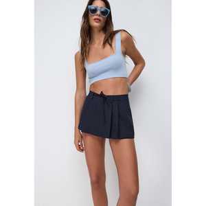 กระโปรงขาสั้นเอวธรรมชาติแบบลำลองแต่งระบาย - Product Image 4